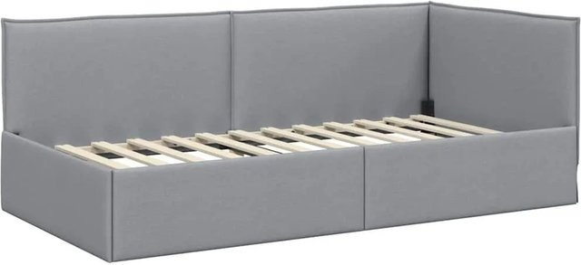 vidaXL Eckbettgestell mit Kopfteil in Grau, modernes Design mit Stoffbezug, B/T/H: 140 x 204 x 74 cm - Bild 1