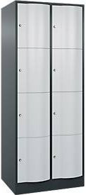 C+P Schließfachschrank Resisto mit 2 Abteilen und 8 Fächern, Anthrazitgrau/Lichtgrau, B/T/H: 77,2 x 64,0 x 195,0 cm - Bild 1