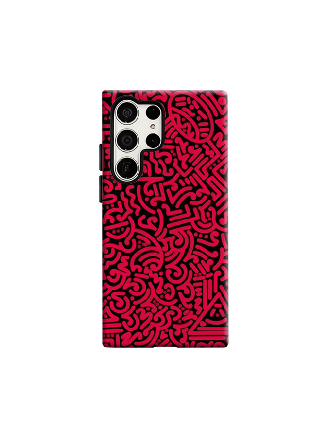 Stoßfeste Samsung Handyhülle mit geometrischem Design in Schwarz und Rosa für Galaxy S25 Ultra, S24 und S23 Ultra Plus - Bild 3