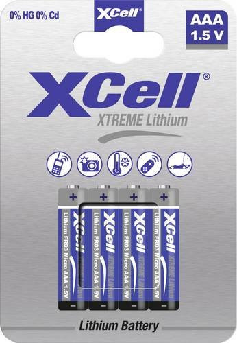 XCell XTREME FR03/L92 Micro AAA Lithium-Batterie 1.5V, Blau, 4 Stück - Bild 1