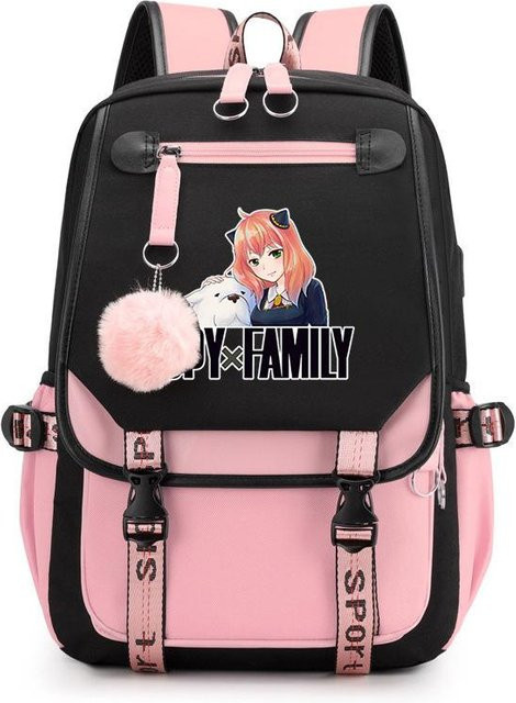 3-teiliges Schulrucksack-Set für Schüler in Pink aus Oxford-Stoff mit Federmäppchen und Schultergurt - Bild 1