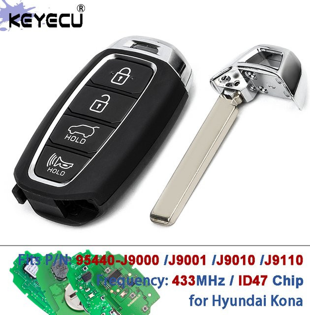 KEYECU Smart Keyless Remote Key für Hyundai Kona 2018-2021 mit 433 MHz und ID47 Chip in Schwarz - Bild 1