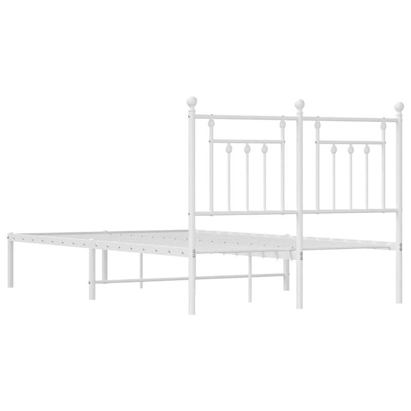 Vidaxl Metall-Bettgestell mit Kopfteil in Weiß, Klassisches Metallbett, B/L: 135 x 190 cm - Bild 1