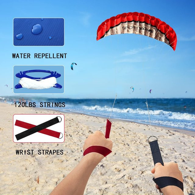 HENGDA KITE Parafoil-Fallschirmsport-Stranddrachen, rot, 2,5 m - Bild 1