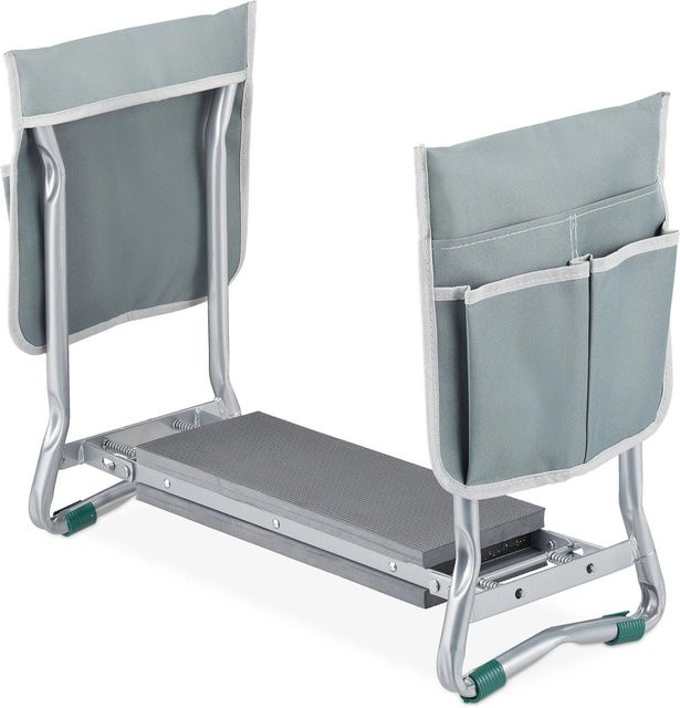 Klappbare Kniebank von Relaxdays aus Stahl in Silber und Grau mit Polsterung, B/T/H: 50 x 59 x 31,5 cm - Bild 1