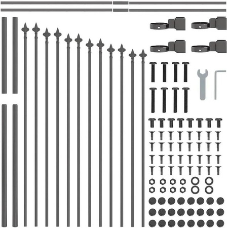 vidaXL Gartenzaun aus pulverbeschichtetem Stahl in Grau, Höhe: 100 cm, Breite: 170 cm
