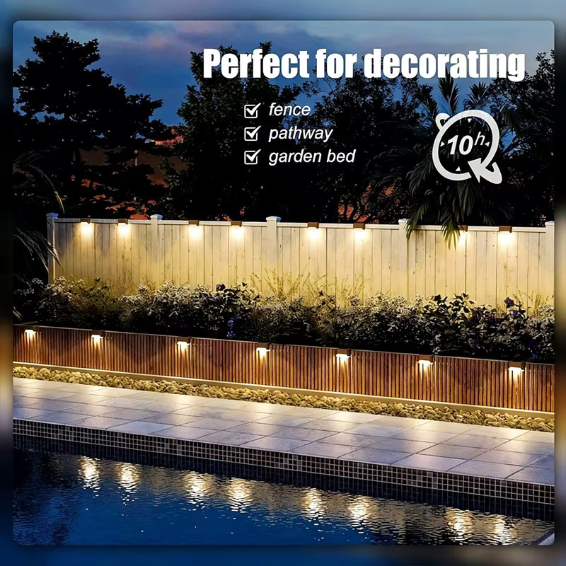XIWANGFIRE Solar-LED-Außenleuchten im Set für Garten und Terrasse, wasserdichte Solar-Treppenleuchten mit warmweißem Licht und Dämmerungssensor - Bild 3