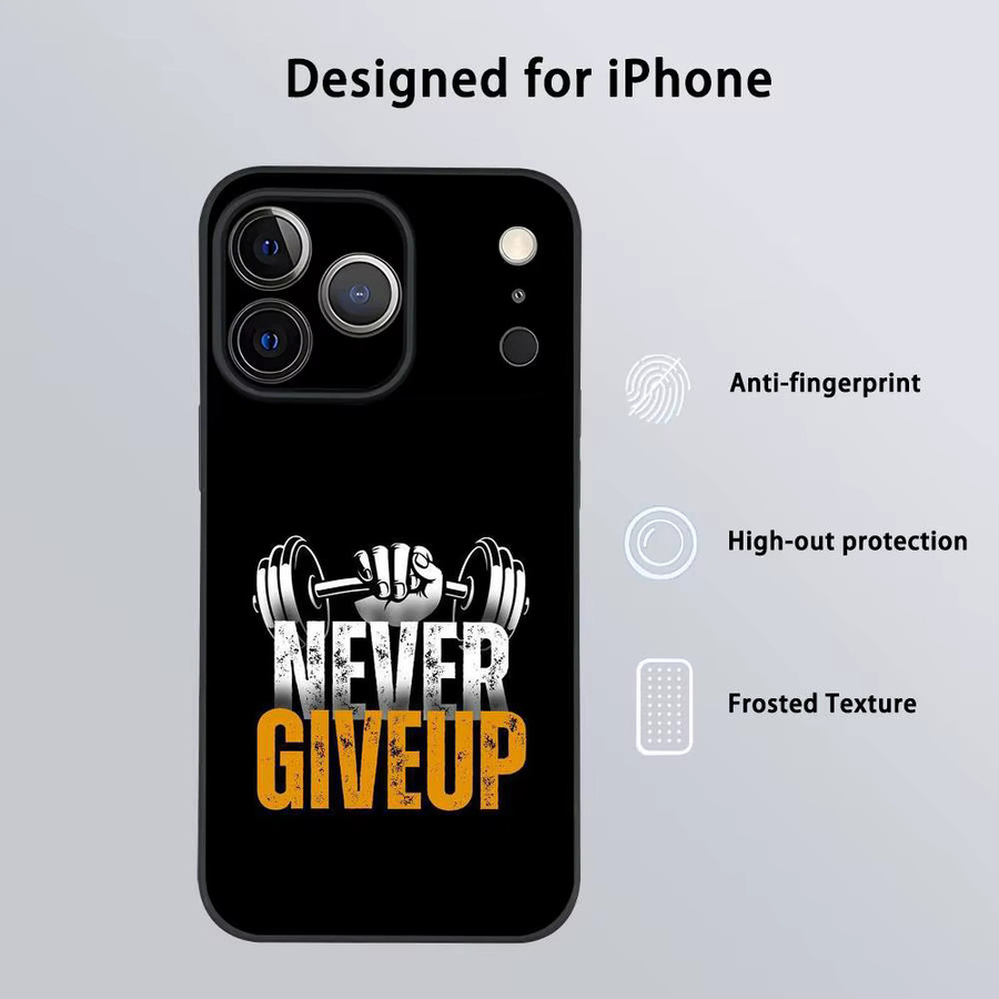 Never Give Up Softshell Handyhülle für iPhone 17 bis 11 Pro Max Plus Mini, Schwarz, Mattiert - Bild 5
