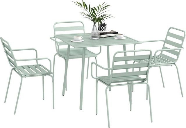 Outsunny Gartensitzgruppe 5-teilig aus Stahl in Grün, B/H/L: 80 x 74 x 80 cm - Bild 1