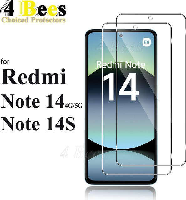 Set aus 2 bis 5 Displayschutzfolien aus gehärtetem Glas für Xiaomi Redmi Note 14S, Redmi Note 14 4G und Redmi Note 14 5G, transparent - Bild 1