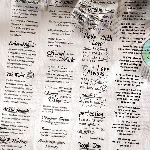 Morning Rain Journal-Sticker im Retro-Stil mit englischen Buchstaben und künstlerischen Textmotiven - Bild 1