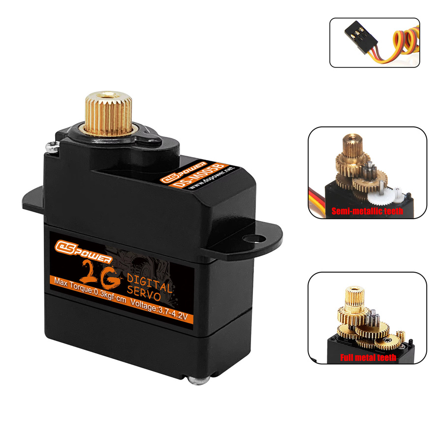 DSPOWER 2G Metal Gear Mini Digital Servo, Zubehör, Metall, Schwarz - Bild 4