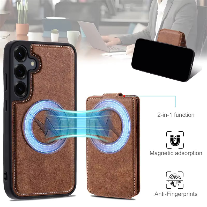 Leder-Magnet-Klapphülle als Brieftasche für Samsung Galaxy A56 A36 A16 A55 A35 A25 A15 A54 A34 A24 A14 A53 A13 in Braun - Bild 2