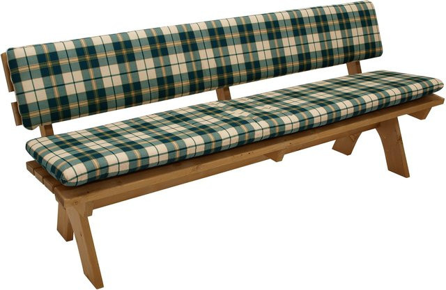 DEGAMO Auflagenset BOSTON für 4-Sitzer Bank, 2-teilig, grün/beige kariert - Bild 1
