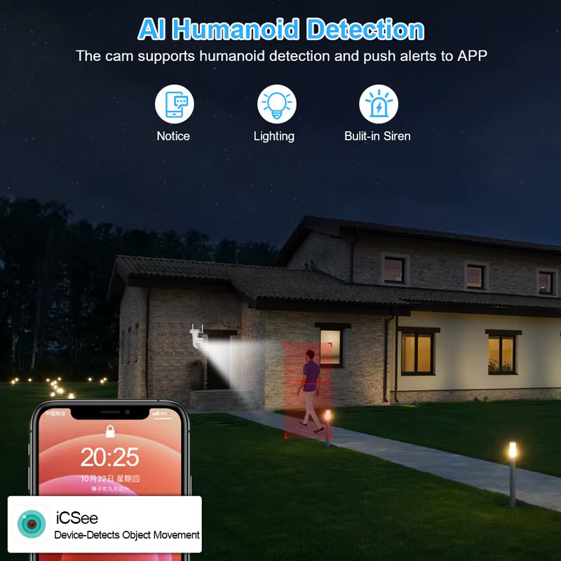 Kabelloses WiFi Sicherheitskamera-System mit 8CH NVR, 6MP Dual-Objektiv, KI-Menschenerkennung und Farbnachtsicht, IP66 Outdoor, Weiß - Bild 3