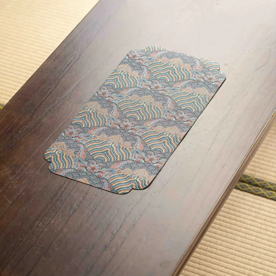 Doppelseitige Brokat-Teematte im chinesischen Zen-Stil, rutschfeste Trockenbrühunterlage für die Teezeremonie, Multicolour - Bild 3