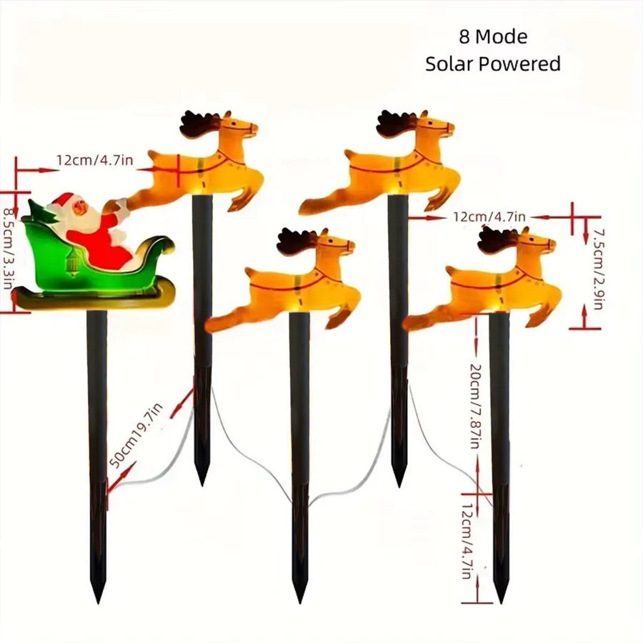 Peach Forest 5er Set Weihnachts Silhouette Solar Gartenstecker Wasserdicht Multicolour - Bild 2