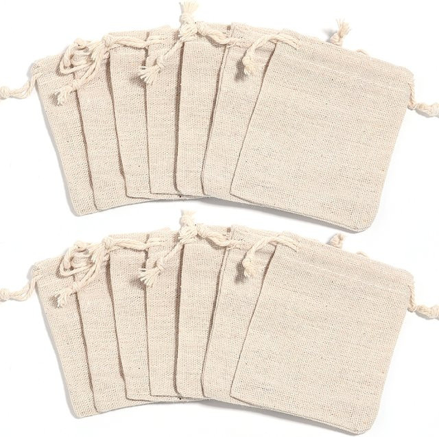 Linsoir Beads Baumwollbeutel mit Kordelzug in Beige, 10 Stück - Bild 1