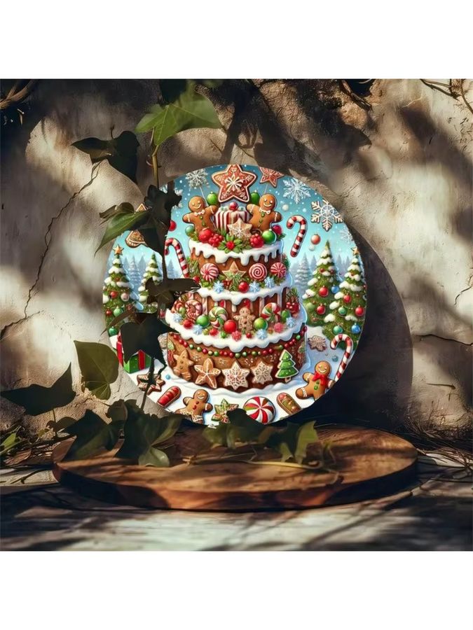 Personalisiertes Weihnachts-Lebkuchen Metallschild von CIFBUY in Multicolor zur Dekoration von Tür und Veranda - Bild 6