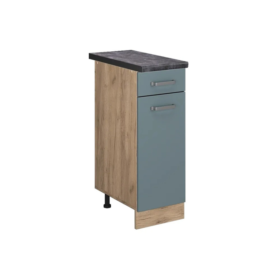 Vicco Küchenunterschrank R-Line in Blau-Grau und Eiche mit Goldkraft-Akzenten, B: 30 cm, H: 81,6 cm, T: 60 cm - Bild 2