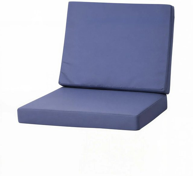 Setgarden Flat 4er Set Sitzkissen für Polyrattan Sessel in Marine Blau mit abnehmbarem Bezug, Sitzkissen B: 50 cm, T: 52 cm, H: 7 cm und Rückenlehne B: 50 cm, H: 56 cm - Bild 1