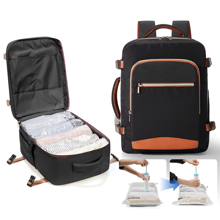 Fewchor Vakuumrucksack als komprimierte Aufbewahrungstasche für Kleidung, Handgepäck-Laptop-Rucksack für Ryanair-Reisen, B/H/T: 40 x 30 x 30 cm - Bild 6