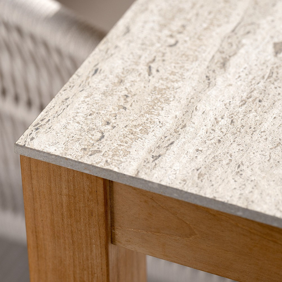 Stern Gartenmöbel-Set 5-teilig mit Teak Tisch Dekton 200 cm und 4 Joris Stühlen in Warmgrau Ash Light - Bild 3
