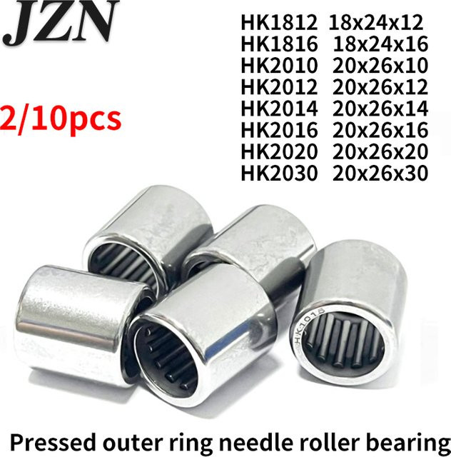 JZN Nadellager mit gepresstem Außenring in Silber, Set aus 2 oder 10 Stück, Typen HK1812 HK1816 HK2010 HK2012 HK2014 HK2016 HK2020 HK2030 - Bild 1
