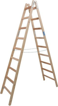 KRAUSE Sprossen-Doppelleiter STABILO aus Holz in Braun mit 18 Sprossen - Bild 1