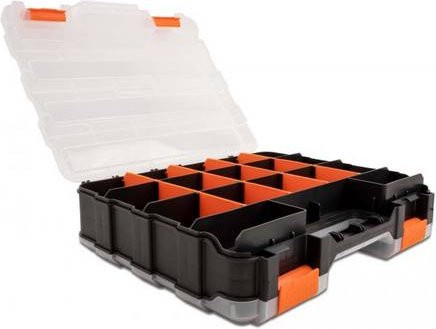 Delock Universal 18417 Sortimentsbox mit 34 Fächern, transparent und schwarz, spritzwassergeschützt, B/H/T: 27,0 x 8,0 x 32,0 cm - Bild 1