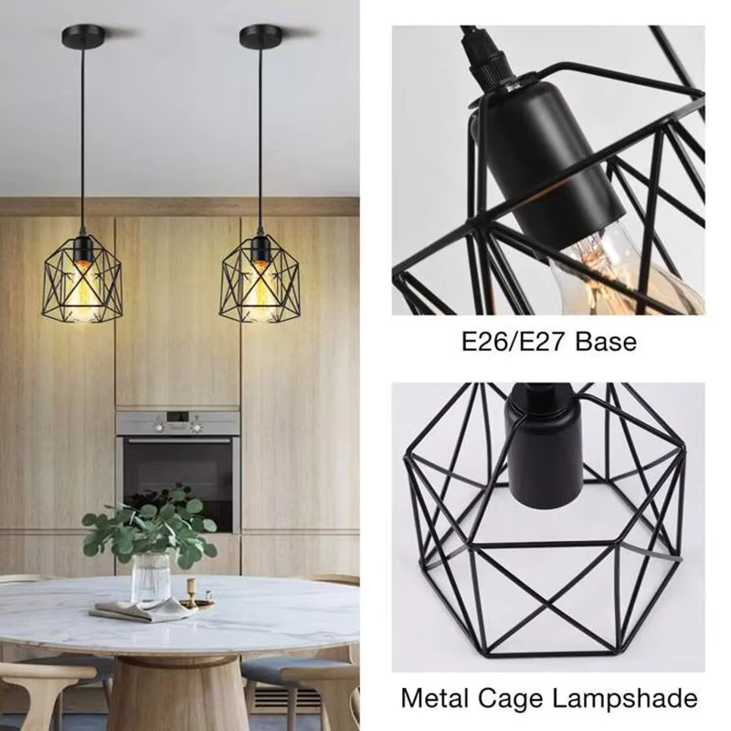 TRAZOS Pendelleuchte in Schwarz, minimalistisches Design aus Metall mit E27 Fassung für Esszimmer, Küche oder Flur - Bild 4