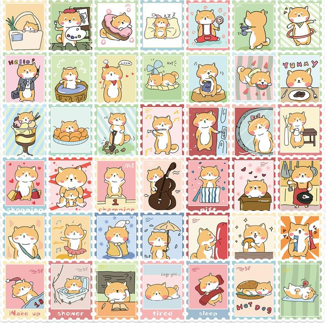 50 Stück Cartoon Brennholz Stempel Set mit Hot Dog Motiv für DIY Tagebuch und Notebook in Mehrfarbig - Bild 1
