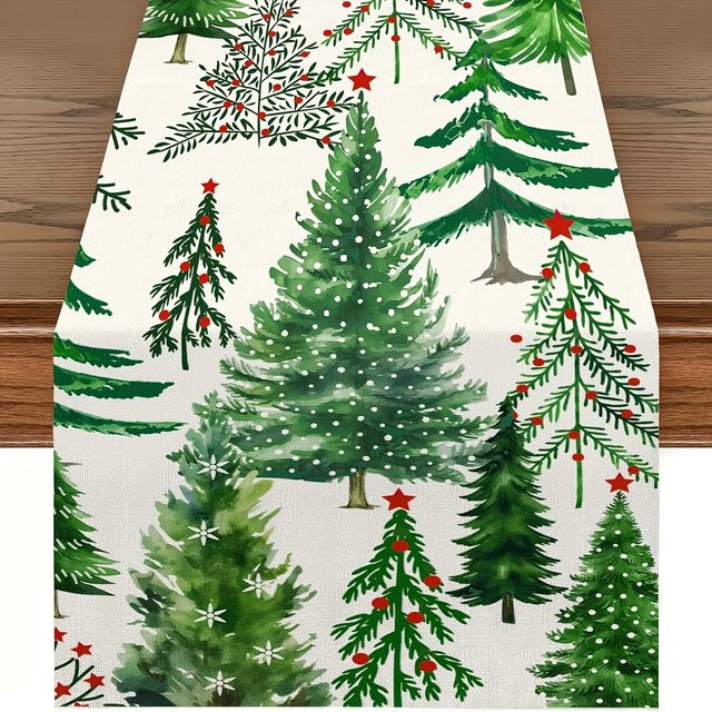 VIKAMA Tischläufer mit Kiefernmuster für Weihnachten zur Dekoration von Esszimmer, Küche und Arbeitsplatte - Bild 1