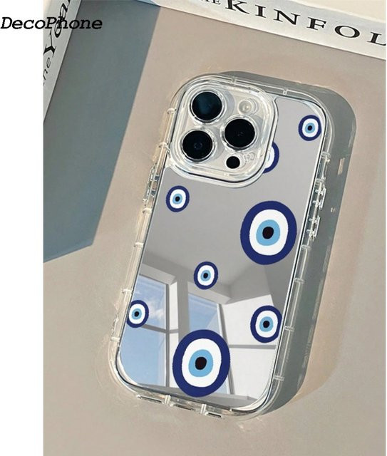 Wave Point Lucky Mirror Handyhülle für iPhone 11 bis 17 Pro Max Plus mit Linsenschutzring und Sturzschutz, transparent/multicolour - Bild 1