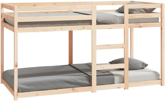 vidaXL Etagenbett aus Massivholz Kiefer in Braun mit rustikaler Optik, B/T/H: 90 x 200 x 112 cm - Bild 1