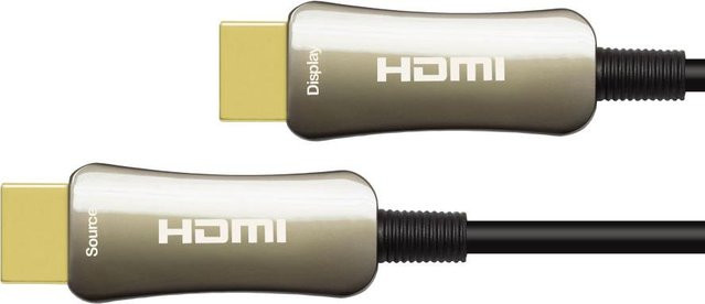 PYTHON Series Optisches Hybrid HDMI 2.0 Anschlusskabel 4K2K UHD 60Hz mit vergoldeten Steckern und Kupferkontakten, Schwarz, Länge: 90 m - Bild 1