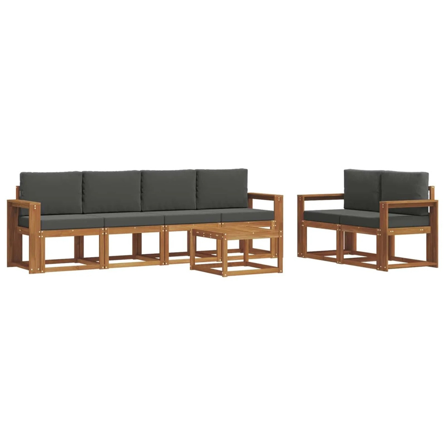 vidaXL Outdoor-Sofagarnitur aus Massivholz Akazie in Natur und Anthrazit mit 7-teiligem Set inklusive Kissen und Tisch - Bild 2