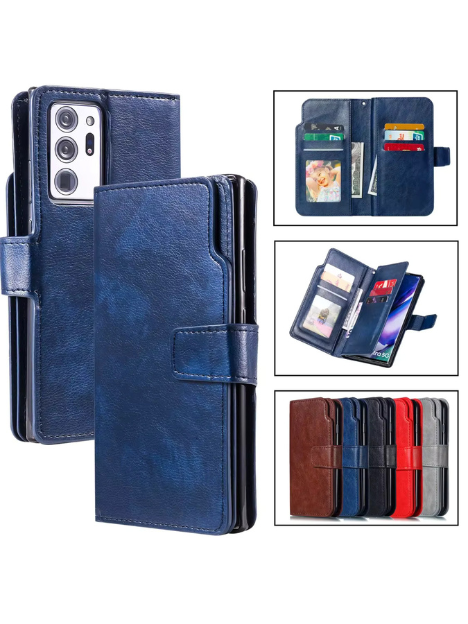 Leder-Handytasche mit Kartenfach für Samsung Galaxy S26 Ultra S25 S24 S23 S22 S21 S20 Plus Note 20 5G und Flip in Rot oder Blau - Bild 5