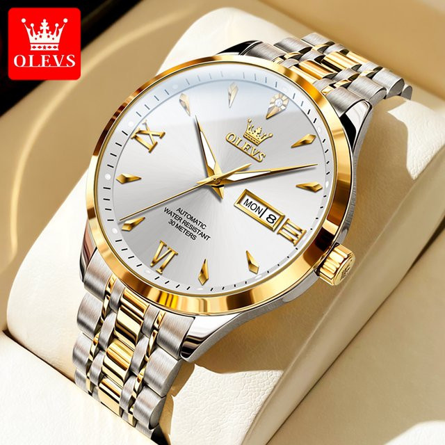 OLEVS Armbanduhr, Automatik, Gold, Edelstahl, Herren - Bild 1