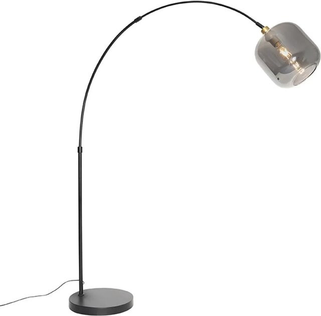 QAZQA Bogenlampe Zuzanna in Schwarz und Gold mit Rauchglas, dimmbar - Bild 1