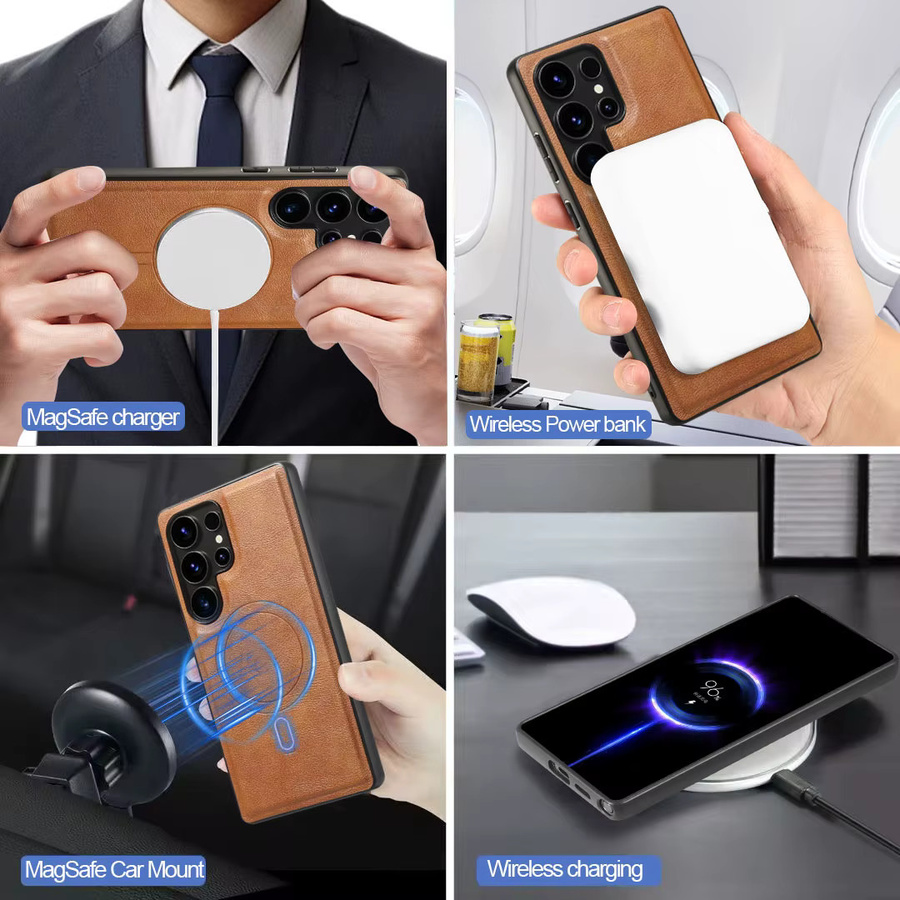 MagSafe Magnetische Kartenhülle Anti-Drop Schutzhülle für Samsung Galaxy S23 S24 S25 Ultra und Plus in Schwarz oder Braun - Bild 5