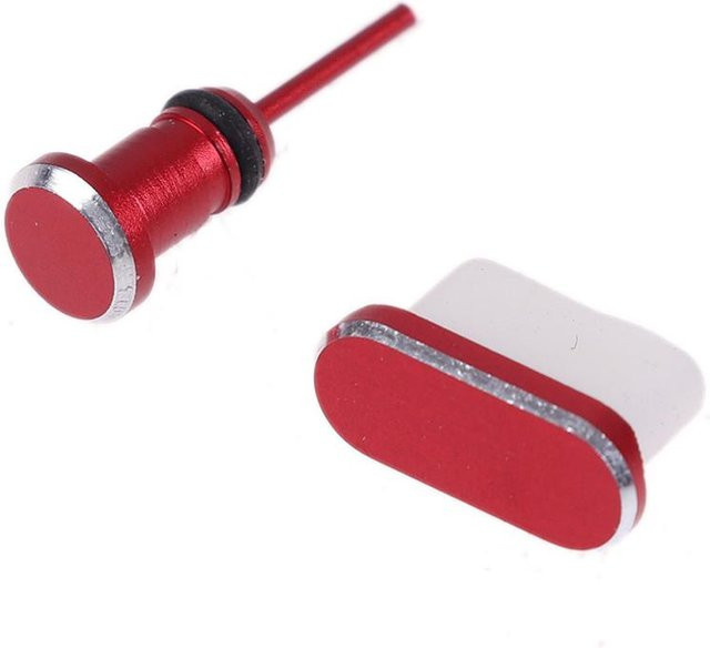 USB-C auf 3,5 mm Klinke Kopfhörer-Adapter mit Staubschutz für Samsung und Huawei, Farbe: Rot - Bild 1