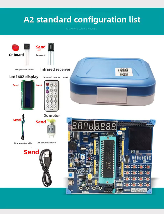 STC89C52 51-Mikrocontroller-Entwicklungsboard-Kit mit Ultraschallradar und oszillierendem Lüfter in Multicolour - Bild 3