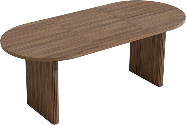 okwish Esstisch mit Ausziehfunktion in Braun, moderner Esstisch für das Esszimmer mit ovaler Tischplatte, B/T/H: 200 x 90 x 75 cm - Bild 1