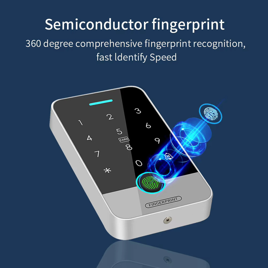 Asia-Teco IP67 Zugangskontrolltürsystem in Schwarz mit Tuya RFID, NFC, Bluetooth, Fingerabdruck und Tastatur für Remote Unlock via Wifi Gateway - Bild 3