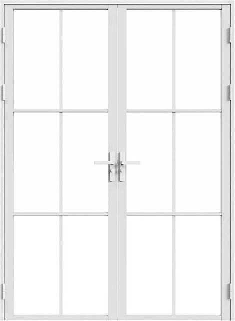 Vente-unique Tür-Komplettset Seroto in Weiß, modern mit Glas und Aluminium, reversibel, Höhe: 204 cm, Breite: 73 cm, Tiefe: 35 cm - Bild 1