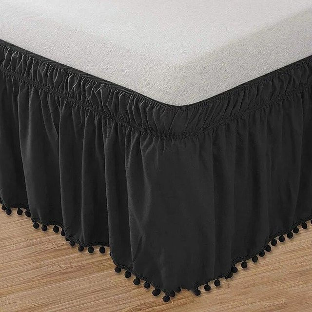 Bettvolant Your Warm Home mit Quasten und elastischem Band in Schwarz, B/T/H: 120 x 200 x 40 cm - Bild 1