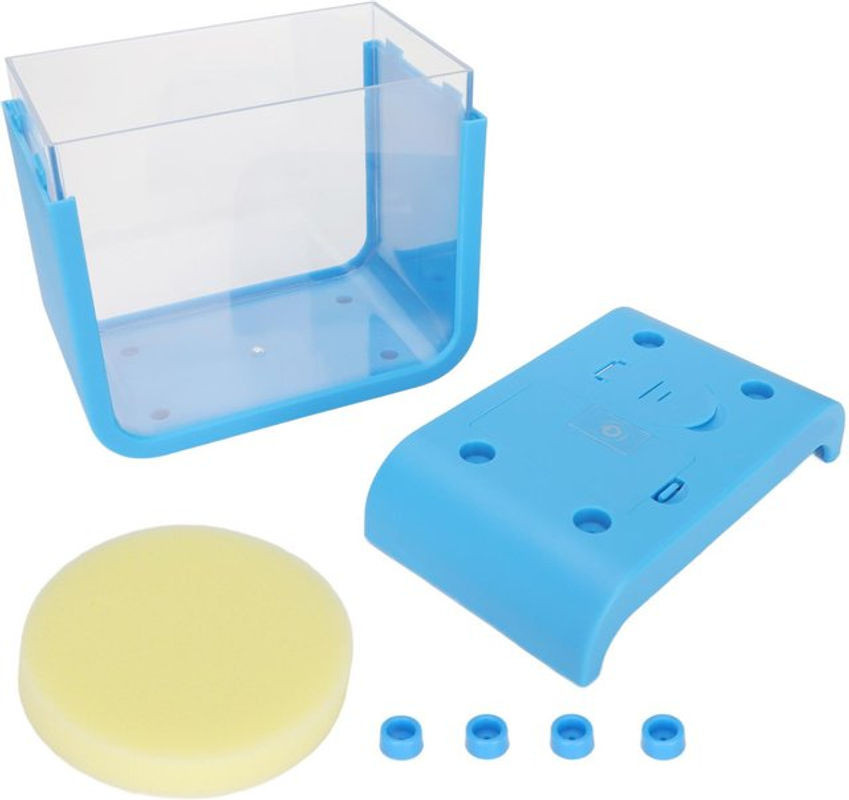TOMTOP JMS Mini-Aquarium mit LED-Licht und Aquaponic-System, transparent und blau, Kunststoff, B/T/H: 12,5 x 8 x 6 cm - Bild 1