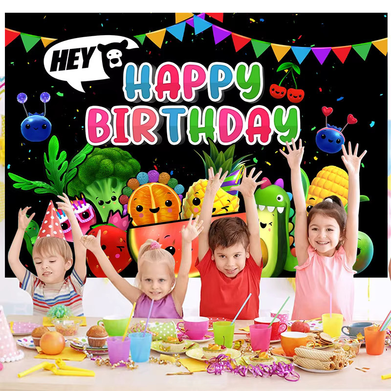 Hey Bear Frucht Motiv Party Banner Dekoration für Kindergeburtstage, Mehrfarbig, B: 90 cm, H: 70 cm, T: 70 cm - Bild 3