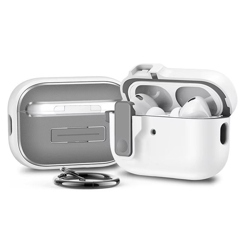 Stoßfeste Schutzhülle für Apple AirPods 4, 3, 2, 1 und AirPods Pro mit Haken in Weiß - Bild 2